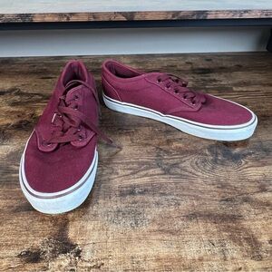 Vans Burgundy Canvas tennis shoe sneaker lace up Off the Wall men's 8.5 women 10